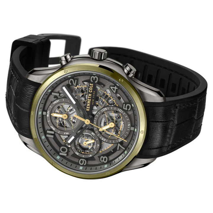 Kenneth Cole Quartz Multifunction Grey Dial Leather Strap Watch for Men