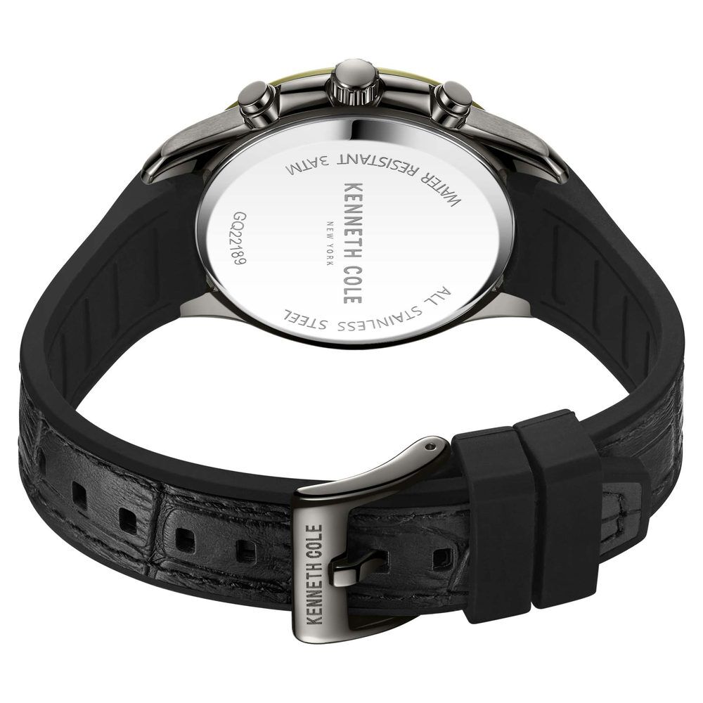 Kenneth Cole Quartz Multifunction Grey Dial Leather Strap Watch for Men