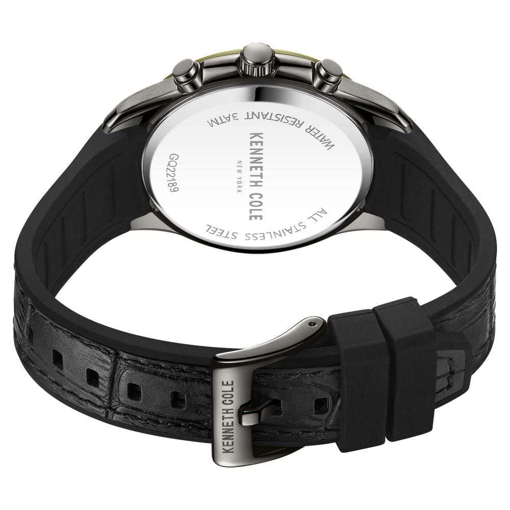 Kenneth Cole Quartz Multifunction Grey Dial Leather Strap Watch for Men