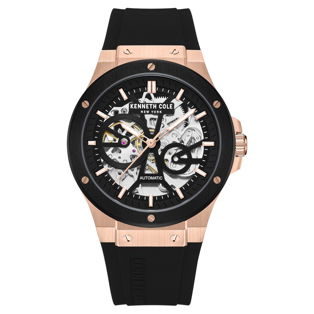 Kenneth Cole Automatic Black Dial Stainless Steel Strap Watch for Men