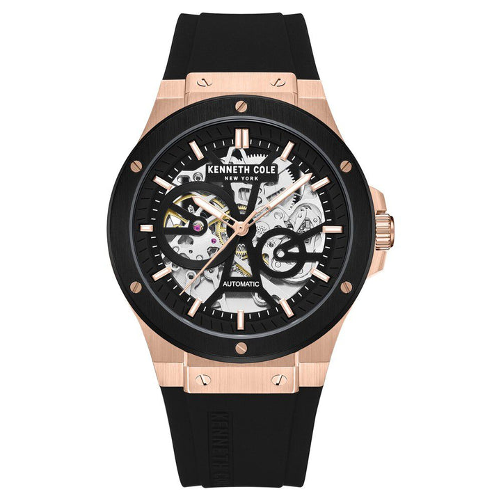 Kenneth Cole Automatic Black Dial Stainless Steel Strap Watch for Men
