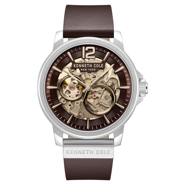 Kenneth Cole Kenneth Cole Automatic Brown Dial Leather Strap Watch For Men-NTKCWGX2124701MN