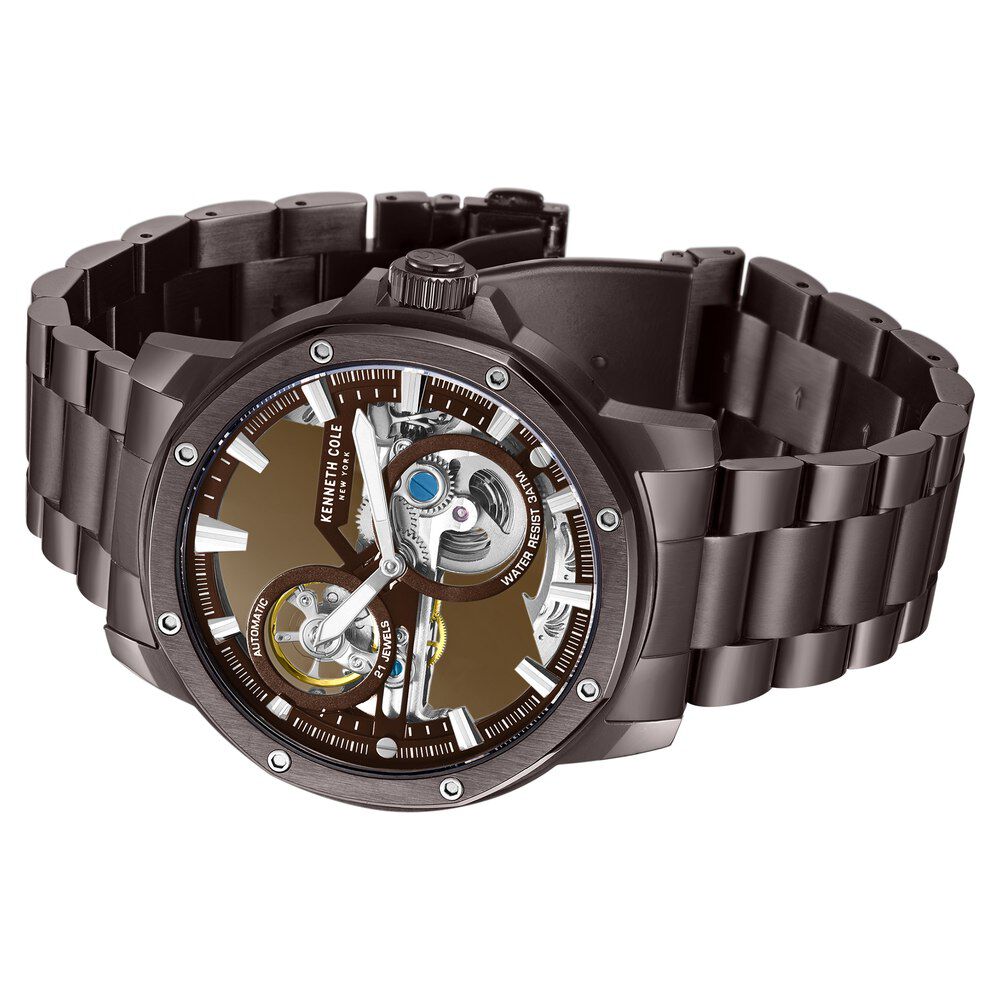 Kenneth Cole Automatic Brown Dial Stainless Steel Strap Watch For Men-NTKCWGY0033704MN