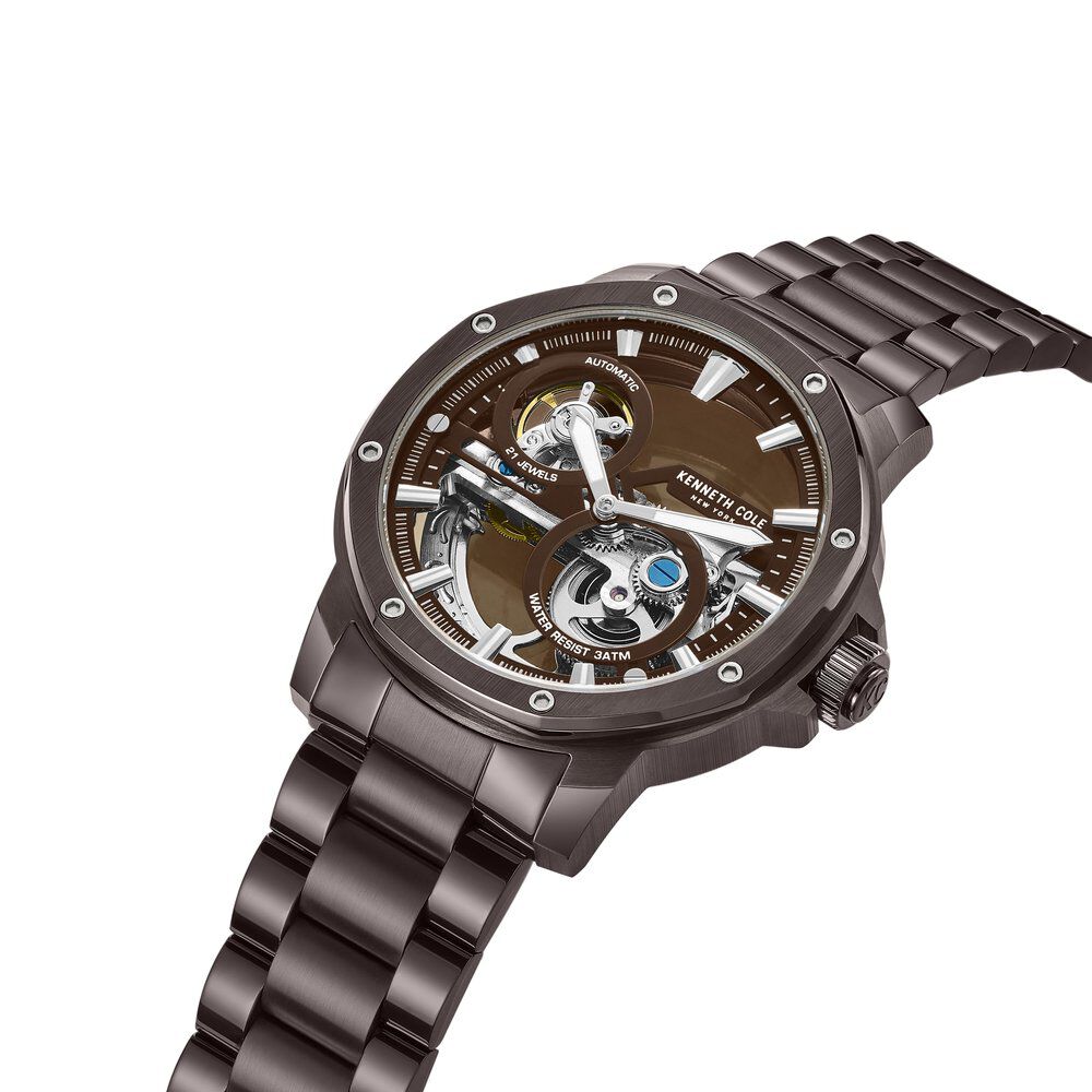 Kenneth Cole Automatic Brown Dial Stainless Steel Strap Watch For Men KCWGY0033704MN
