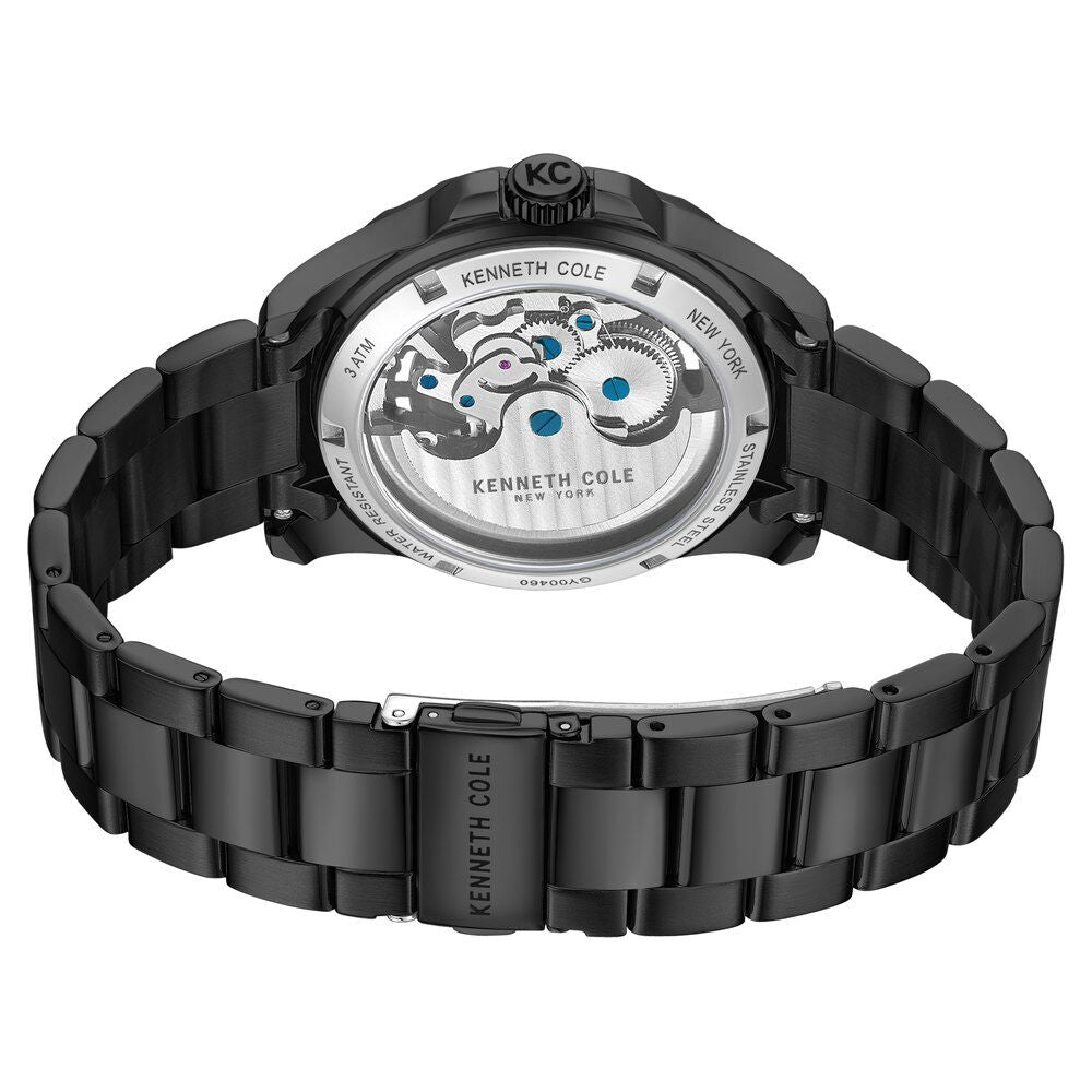 Kenneth Cole Automatic Black Dial With Black Stainless Steel Strap Watch For Men-NTKCWGY0046002MN