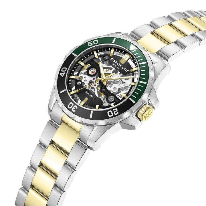 Kenneth Cole Automatic Black Dial With Two Toned Stainless Steel Strap Watch For Men KCWGY0046004MN