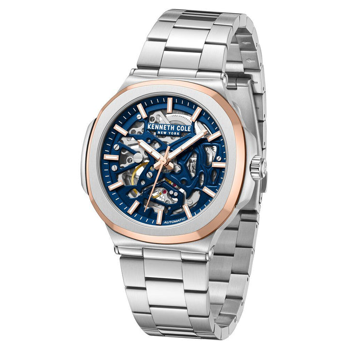 Kenneth Cole Automatic Blue Dial With Silver Stainless Steel Strap Watch For Men KCWGY0046201MN