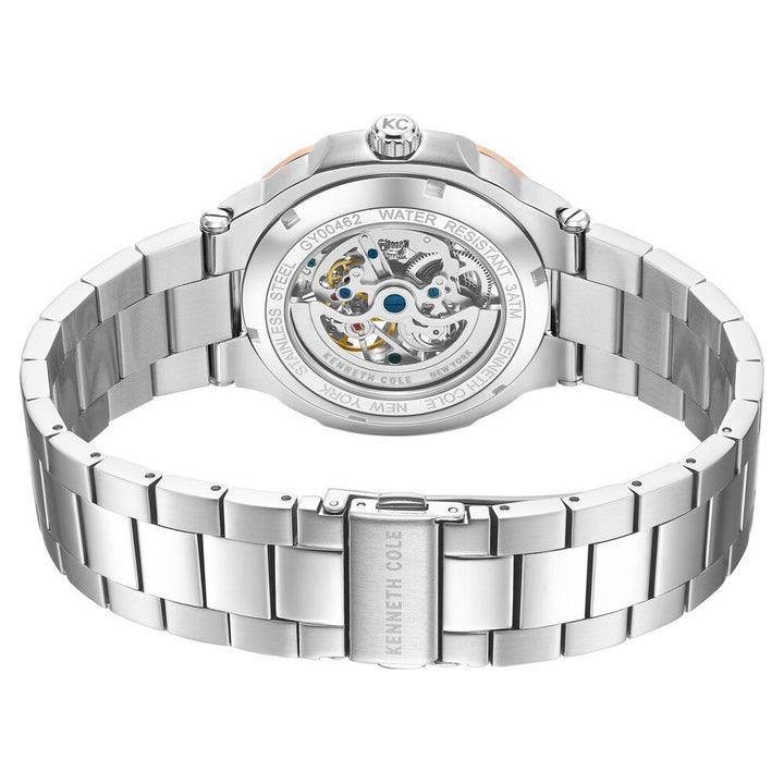 Kenneth Cole Automatic Blue Dial With Silver Stainless Steel Strap Watch For Men-NTKCWGY0046201MN