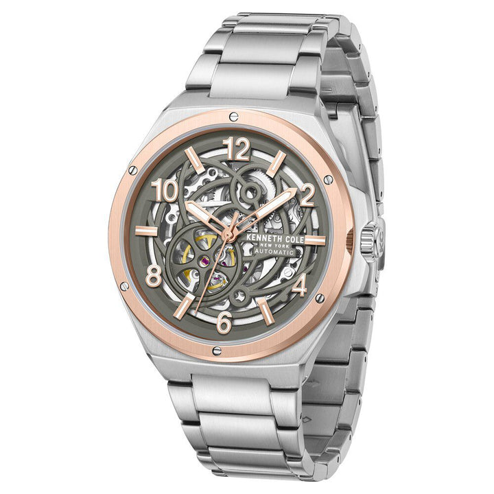 Kenneth Cole Automatic Grey Dial With Silver Stainless Steel Strap Watch For Men-NTKCWGY0046303MN