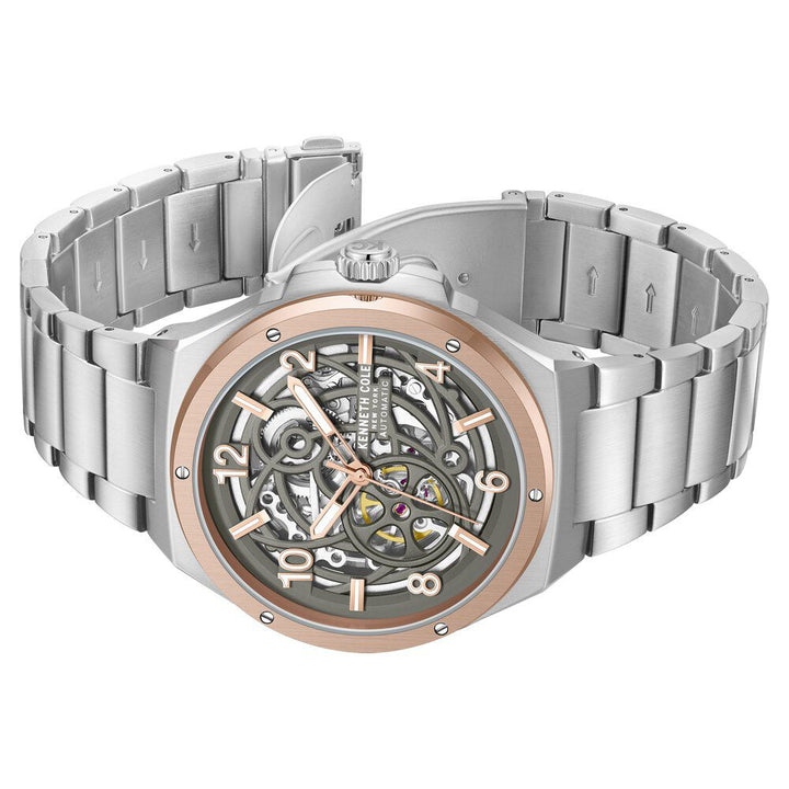 Kenneth Cole Automatic Grey Dial With Silver Stainless Steel Strap Watch For Men-NTKCWGY0046303MN