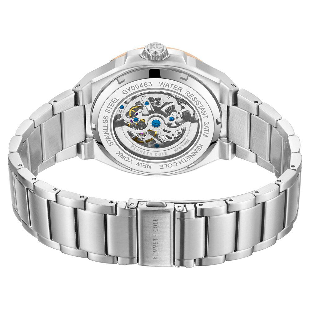 Kenneth Cole Automatic Grey Dial With Silver Stainless Steel Strap Watch For Men-NTKCWGY0046303MN
