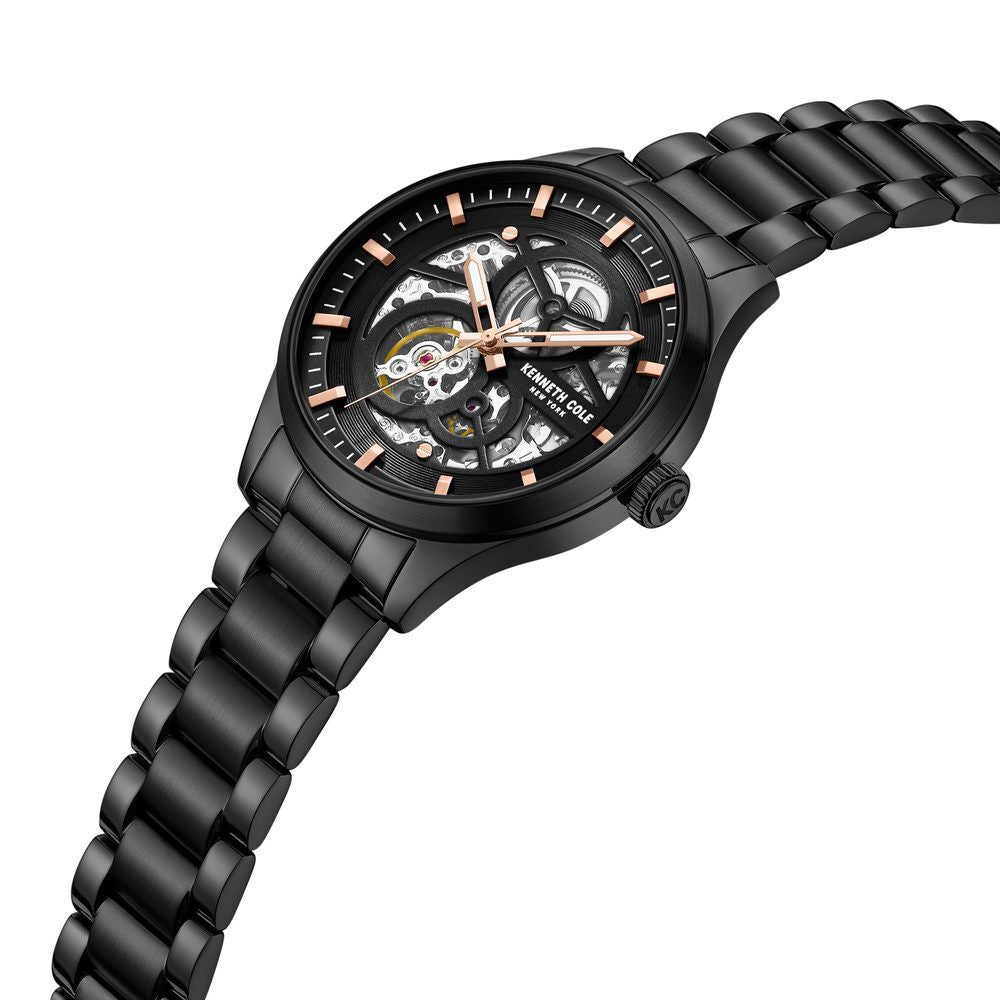 Kenneth Cole Automatic Black Dial With Black Stainless Steel Strap Watch For Men KCWGY0046403MN