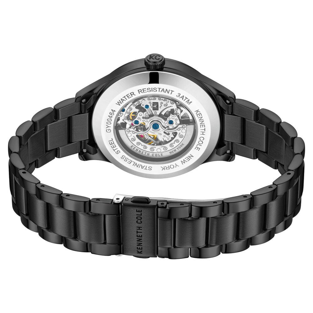 Kenneth Cole Automatic Black Round Dial Black Stainless Steel Strap Watch For Men-NTKCWGY0046403MN
