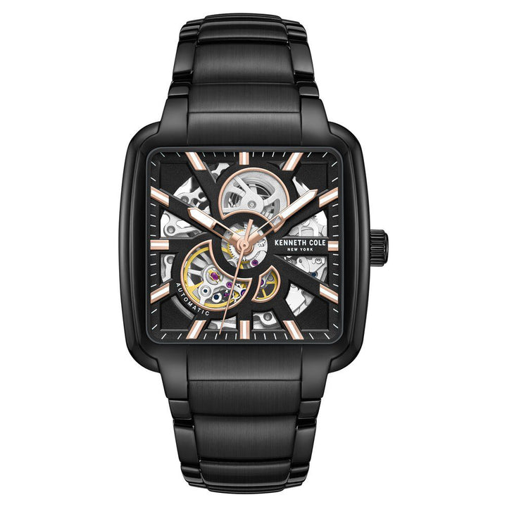 Kenneth Cole Automatic Black Dial Black Stainless Steel Strap Watch For Men-NTKCWGY0046503MN