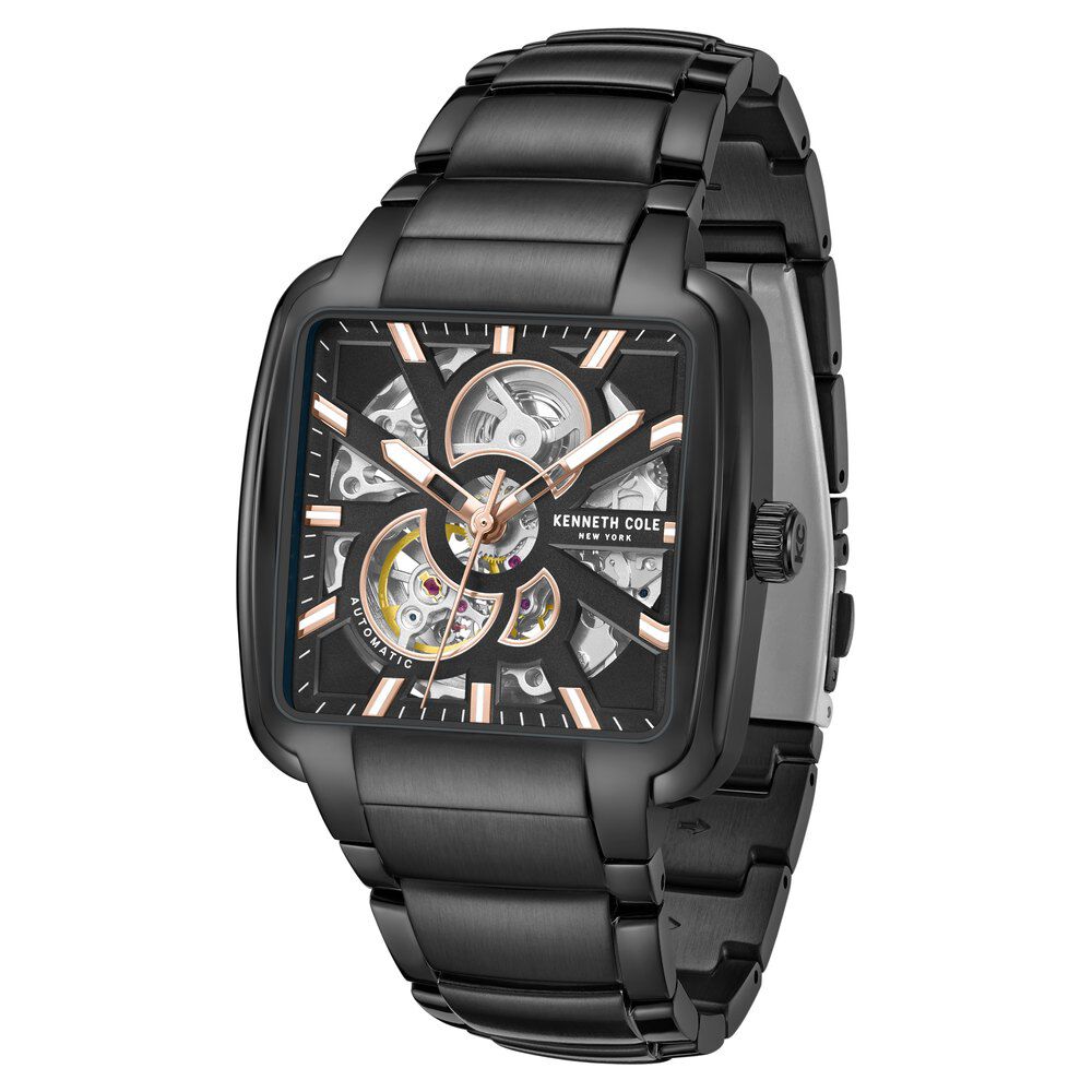 Kenneth Cole Automatic Black Dial With Black Stainless Steel Strap Watch For Men KCWGY0046503MN