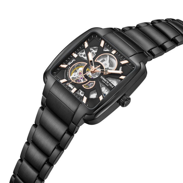 Kenneth Cole Automatic Black Dial With Black Stainless Steel Strap Watch For Men KCWGY0046503MN