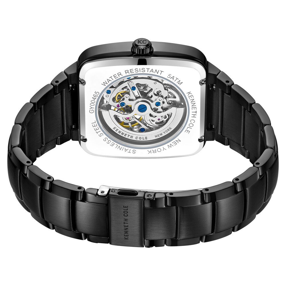 Kenneth Cole Automatic Black Dial Black Stainless Steel Strap Watch For Men-NTKCWGY0046503MN