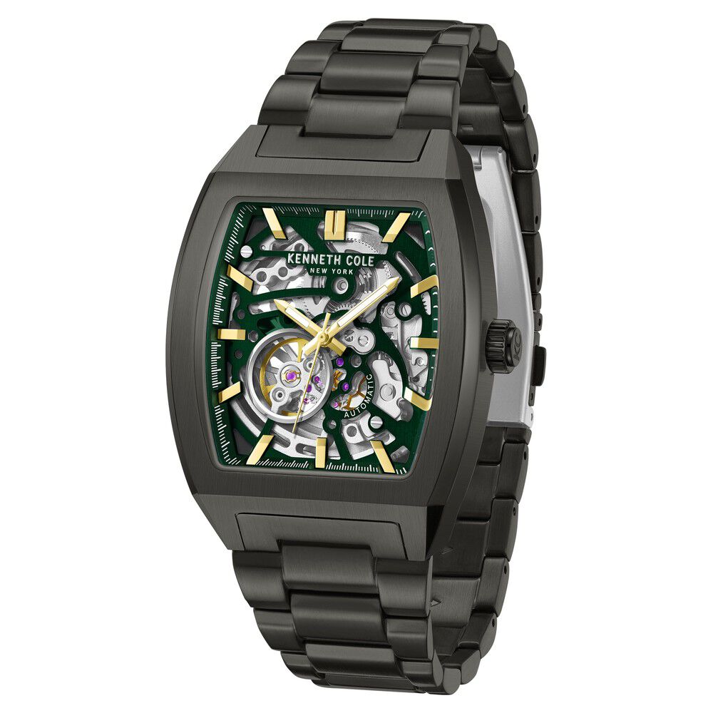 Kenneth Cole Gun Metal Automatic Stainless Steel Bracelet Watch For Men-NTKCWGY0058602MN