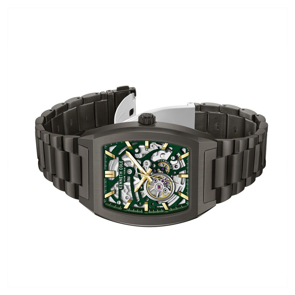 Kenneth Cole Gun Metal Automatic Stainless Steel Bracelet Watch For Men-NTKCWGY0058602MN