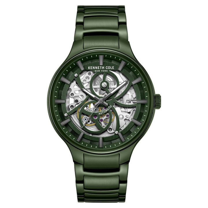 Kenneth Cole Automatic Green Dial Stainless Steel Strap Watch For Men-NTKCWGY0059803MN