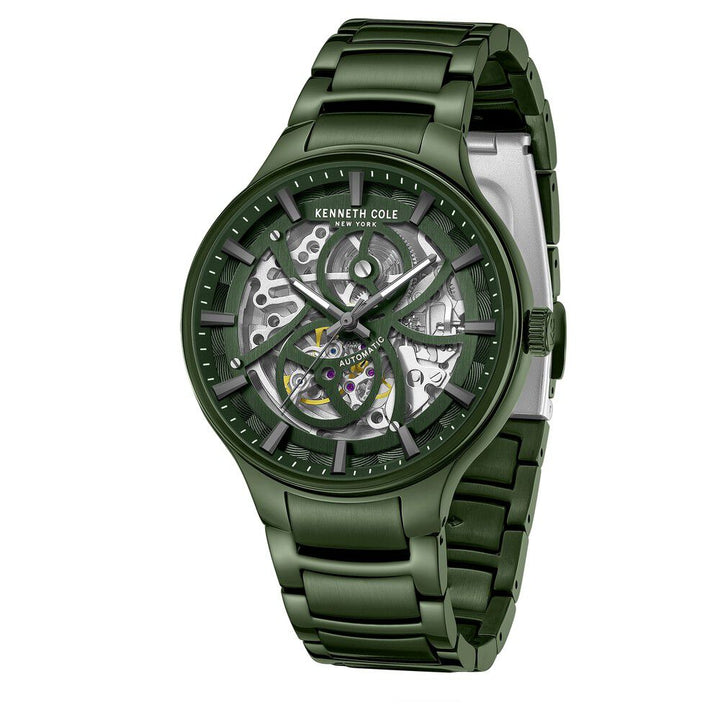 Kenneth Cole Automatic Green Dial Stainless Steel Strap Watch For Men-NTKCWGY0059803MN