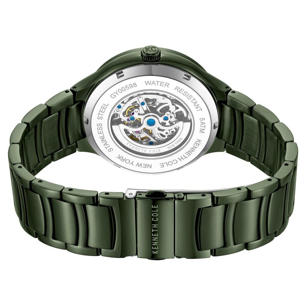 Kenneth Cole Automatic Green Dial Stainless Steel Strap Watch For Men-NTKCWGY0059803MN