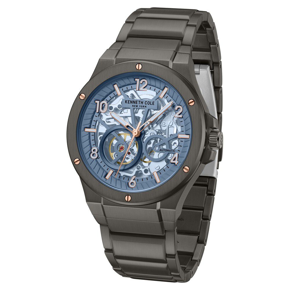 Kenneth Cole Black Automatic Stainless Steel Bracelet Watch For Men-NTKCWGY0063301MN
