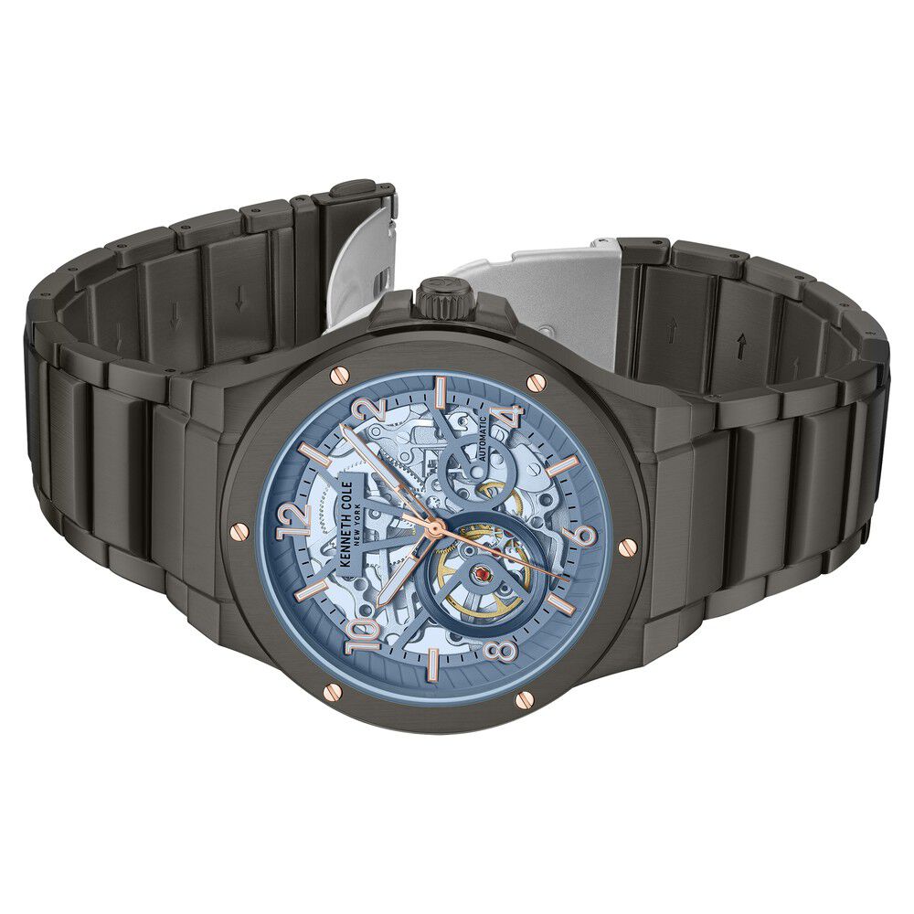 Kenneth Cole Black Automatic Stainless Steel Bracelet Watch For Men-NTKCWGY0063301MN