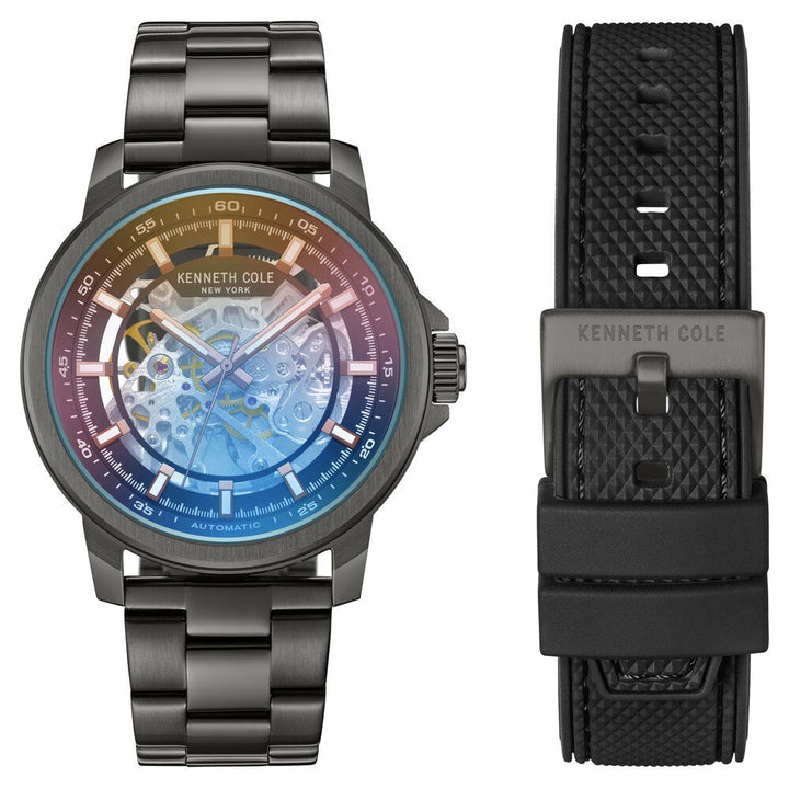Kenneth Cole Automatic Grey Dial With Grey Stainless Steel & Silicone Strap Watch For Men KCWGY2104110MN