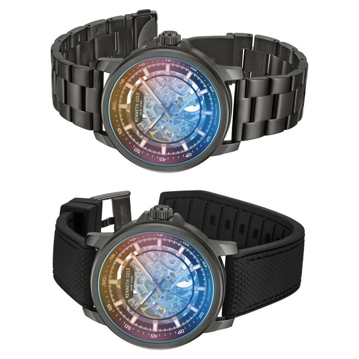 Kenneth Cole Automatic Grey Dial With Grey Stainless Steel & Silicone Strap Watch For Men KCWGY2104110MN