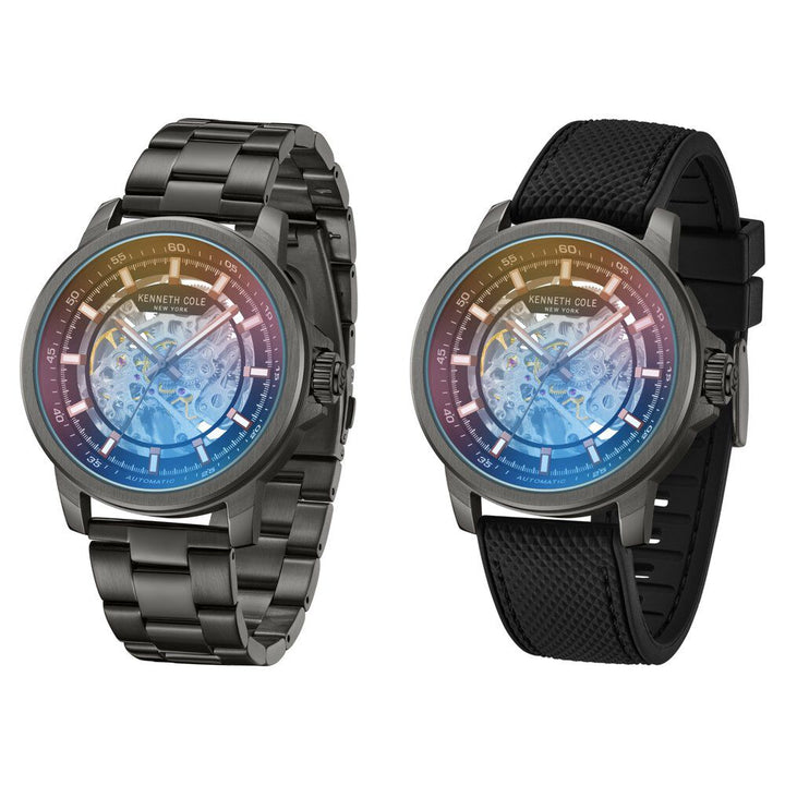 Kenneth Cole Automatic Grey Dial With Grey Stainless Steel & Silicone Strap Watch For Men KCWGY2104110MN
