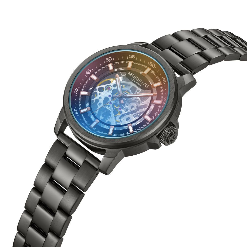 Kenneth Cole Automatic Grey Dial With Grey Stainless Steel & Silicone Strap Watch For Men KCWGY2104110MN