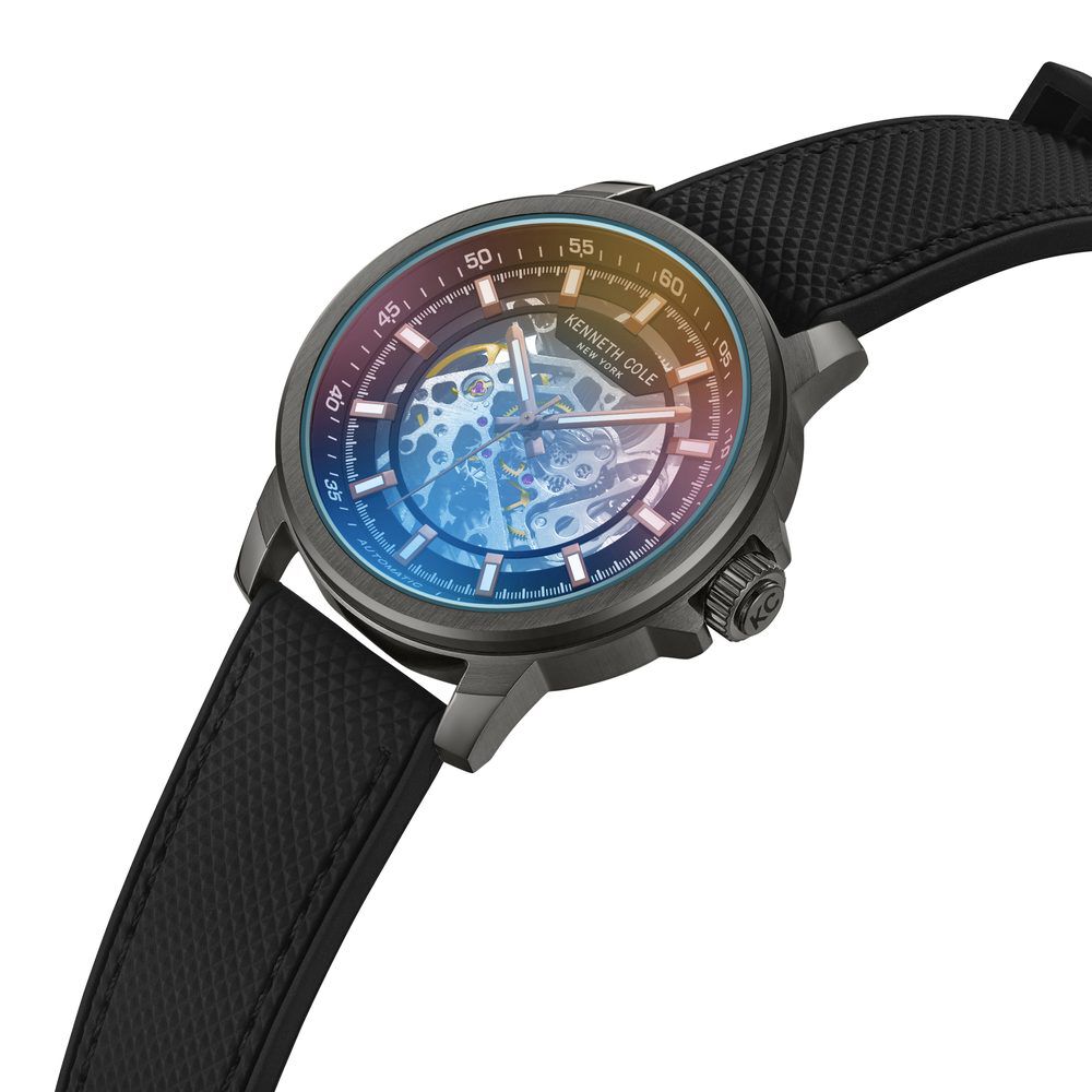 Kenneth Cole Automatic Grey Dial With Grey Stainless Steel & Silicone Strap Watch For Men KCWGY2104110MN