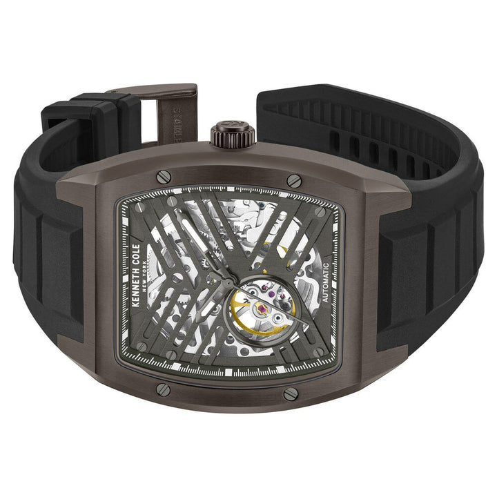 Kenneth Cole Automatic Grey Dial With Black Silicone Strap Watch For Men-NTKCWGZ0046102MN