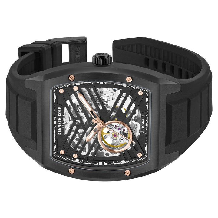 Kenneth Cole Automatic Black Dial With Black Silicone Strap Watch For Men KCWGZ0046103MN
