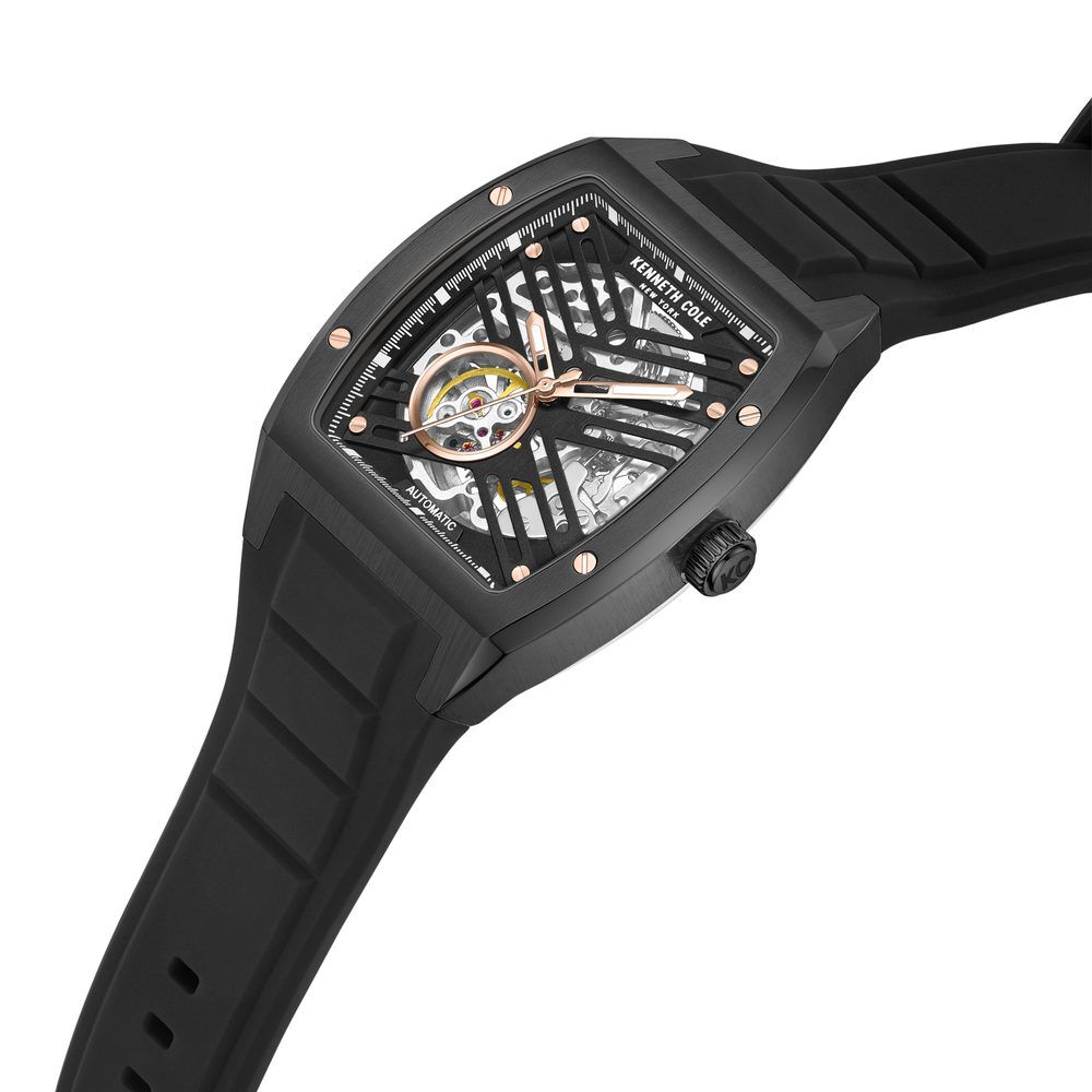 Kenneth Cole Automatic Black Dial With Black Silicone Strap Watch For Men KCWGZ0046103MN
