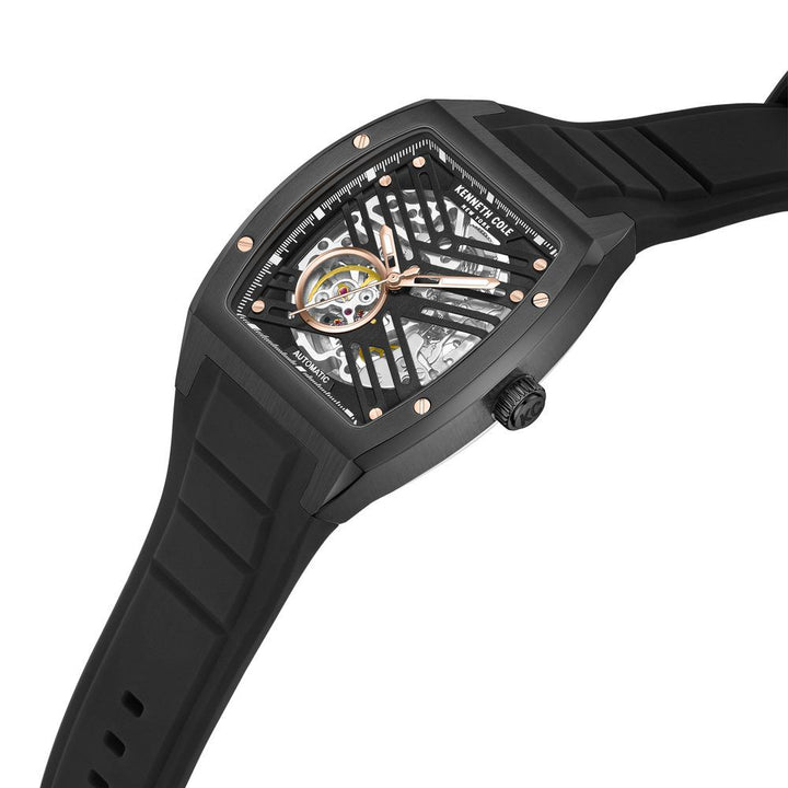 Kenneth Cole Automatic Black Dial With Black Silicone Strap Watch For Men KCWGZ0046103MN