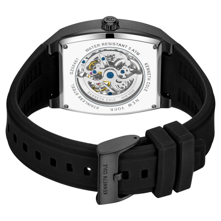 Kenneth Cole Automatic Black Dial With Black Silicone Strap Watch For Men-NTKCWGZ0046103MN