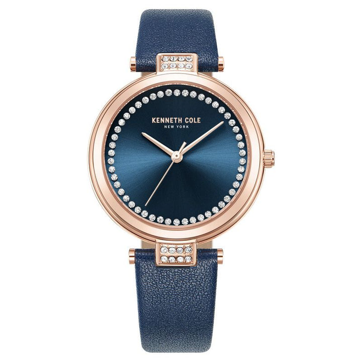 Kenneth Cole Quartz Analog Blue Dial Blue Leather Strap Watch For Women