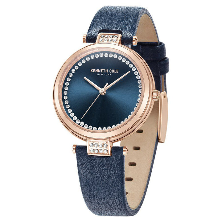 Kenneth Cole Quartz Analog Blue Dial Blue Leather Strap Watch For Women