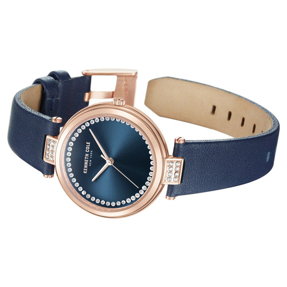 Kenneth Cole Quartz Analog Blue Dial Blue Leather Strap Watch For Women
