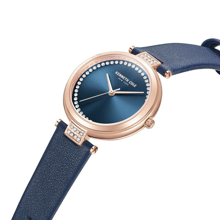 Kenneth Cole Quartz Analog Blue Dial Blue Leather Strap Watch for Women KCWLA0026803LD