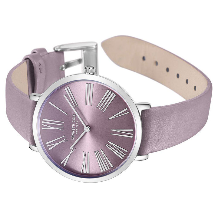 Kenneth Cole Quartz Analog Purple Dial Purple Leather Strap Watch For Women