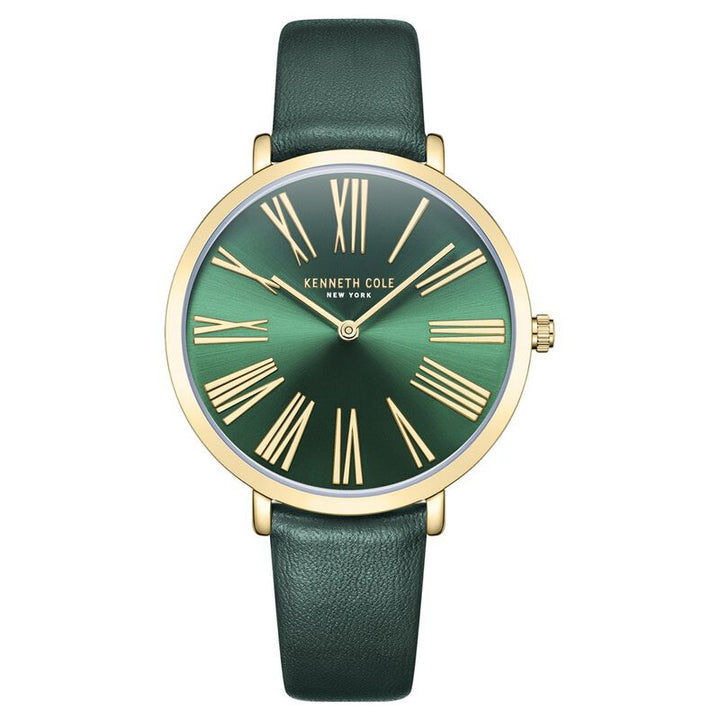Kenneth Cole Quartz Analog Green Dial Green Leather Strap Watch For Women