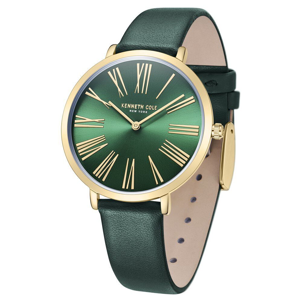 Kenneth Cole Quartz Analog Green Dial Green Leather Strap Watch For Women