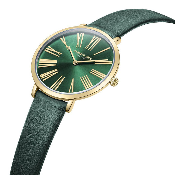 Kenneth Cole Quartz Analog Green Dial Green Leather Strap Watch for Women KCWLA0027303LD