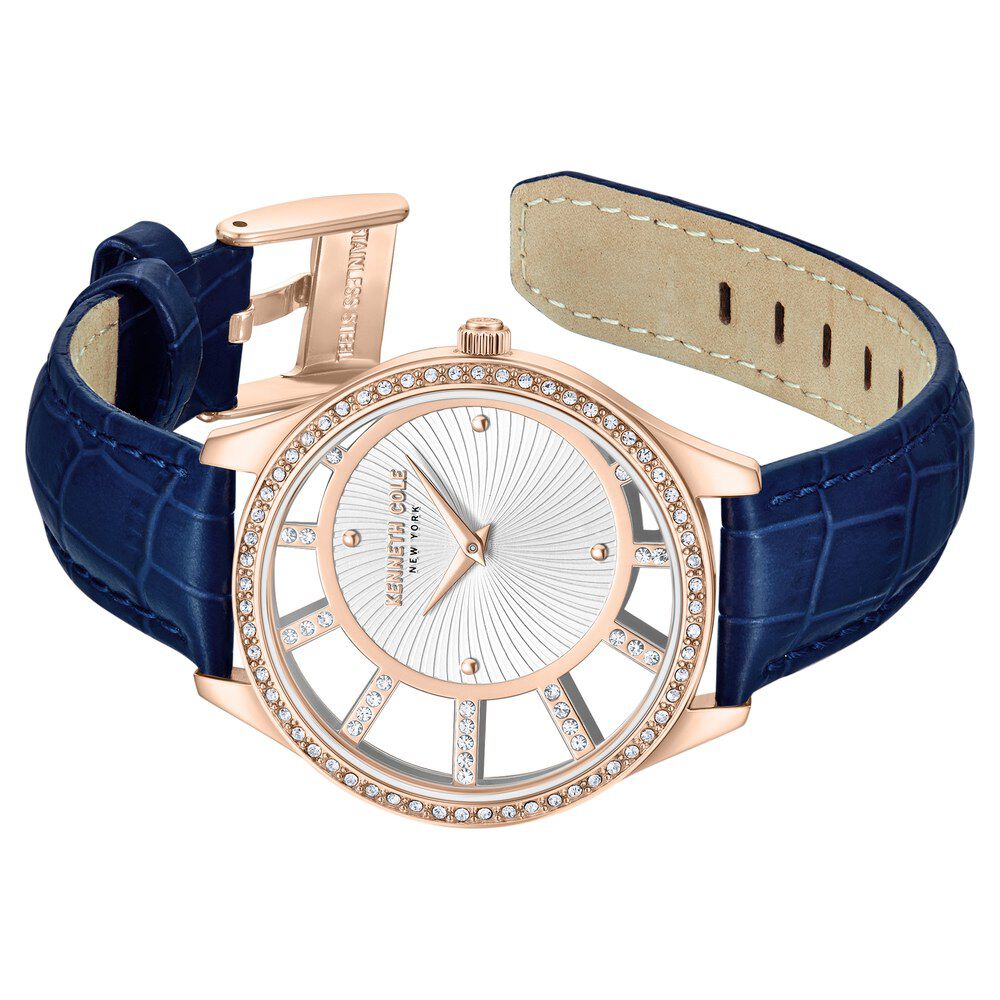 Kenneth Cole Quartz Analog Silver Dial Leather Strap Watch For Women KCWLA0061601LD