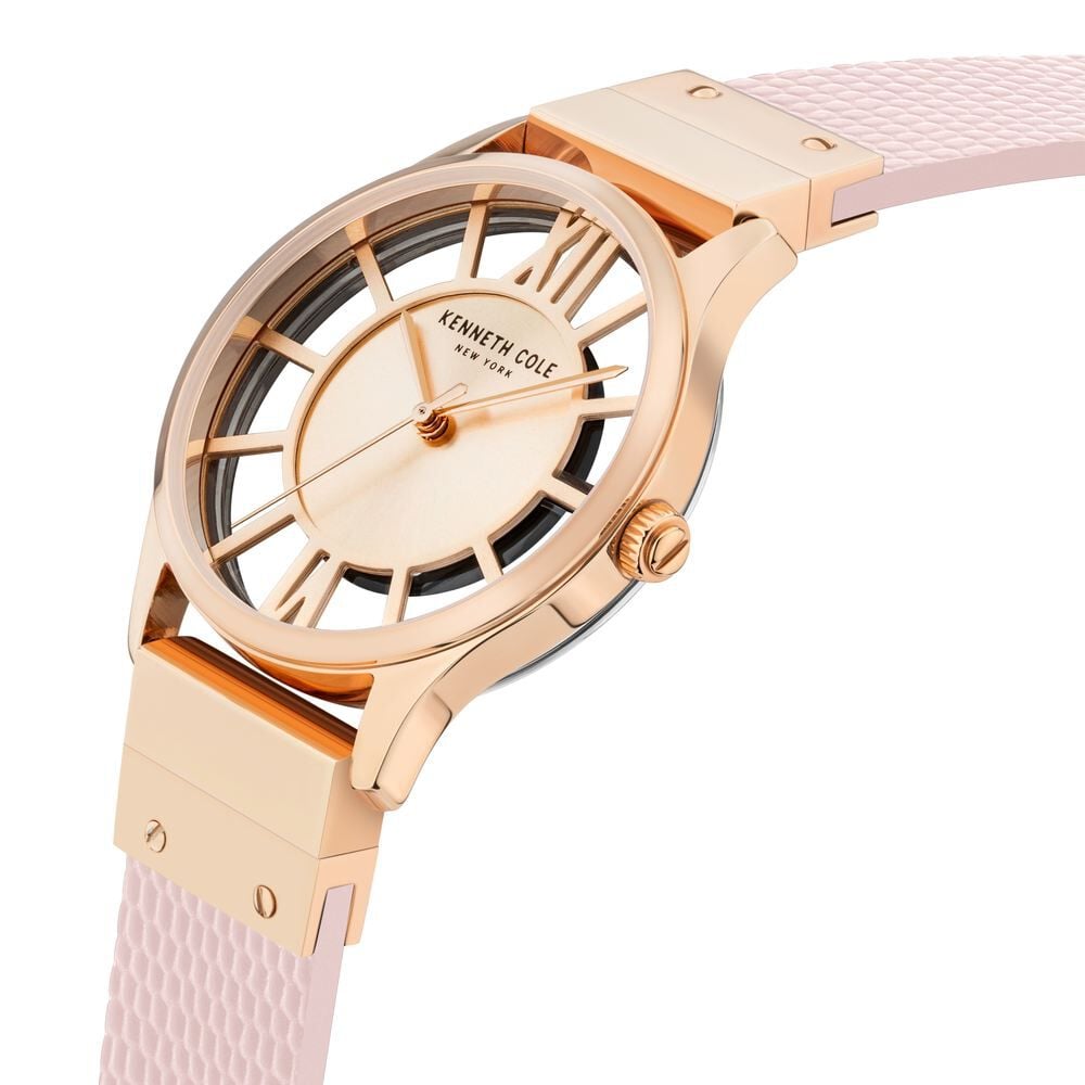Kenneth Cole Quartz Analog Rose Gold Dial Leather Strap Watch for Women NEKCWLA2106003LD