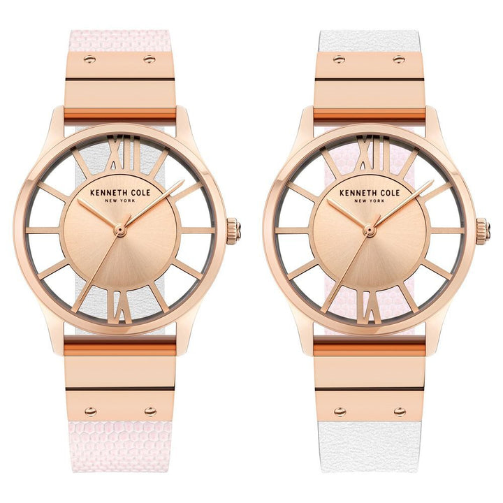 Kenneth Cole Quartz Analog Rose Gold Dial Leather Strap Watch For Women