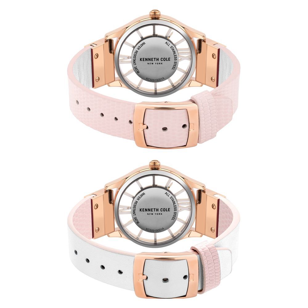 Kenneth Cole Quartz Analog Rose Gold Dial Leather Strap Watch for Women NEKCWLA2106003LD